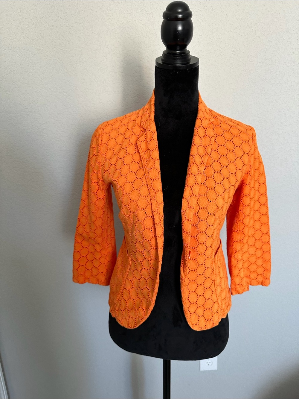 Benetton Orange Cotton Eyelet Blazer US 2-4 IT40